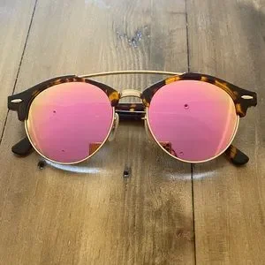 Ray-Ban Clubround Pink Mirrored Sunglasses Ray-Ban RB4246 1197/Z2 Black Round Pink Mirror 51-19-145mm  main image 3